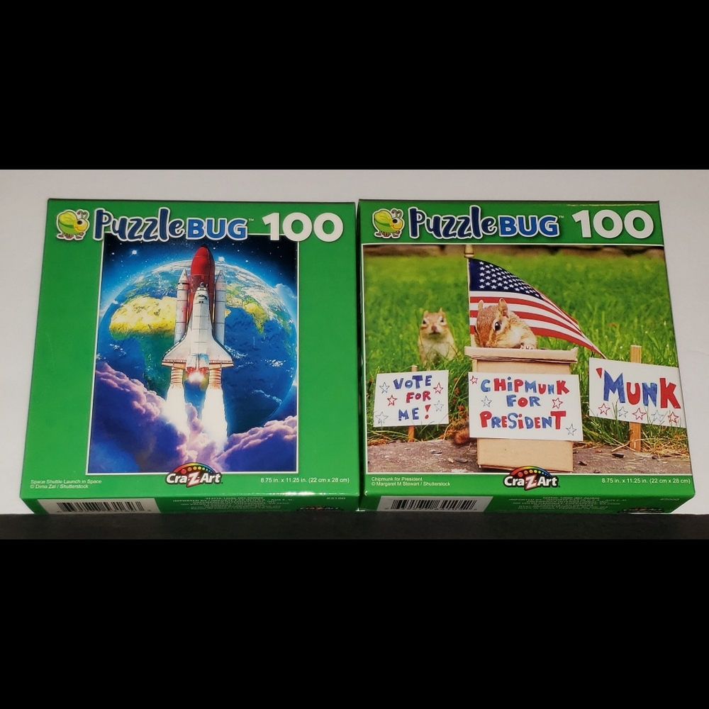 NIB 2 PuzzleBug 100 Piece Puzzles